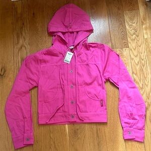 NWT Hard Tail Forever Hot Pink Jean Hoodie Jacket